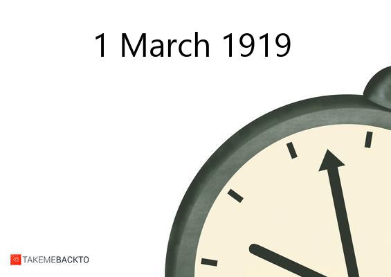 What happened on Saturday March 1, 1919 Saturday March 1, 1919
