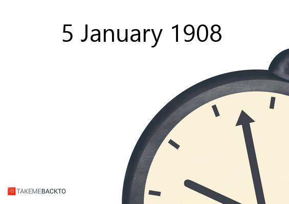 What happened on Sunday January 5, 1908 Sunday January 5, 1908