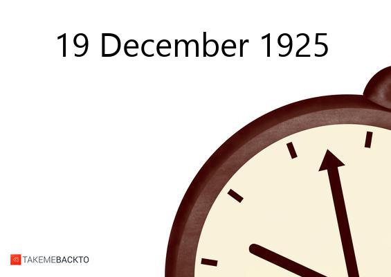 What happened on Saturday December 19, 1925 Saturday December 19, 1925