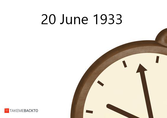 What happened on Tuesday June 20, 1933 Tuesday June 20, 1933