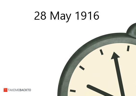 What happened on Sunday May 28, 1916 Sunday May 28, 1916